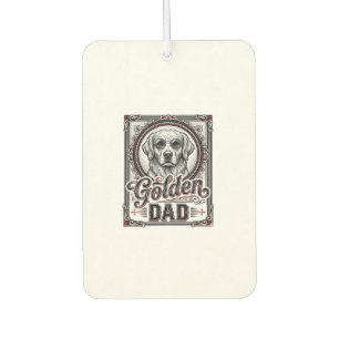 Désodorisant Pour Voiture Papa Golden Retriever Dessin de gravure vintage_1