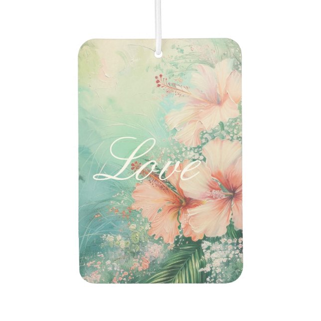 Désodorisant Pour Voiture Pêche tropicale Hibiscus blanc Amour floral (Devant)