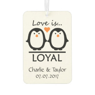 Désodorisant Pour Voiture Penguin Love noms personnalisés & date air fraiche