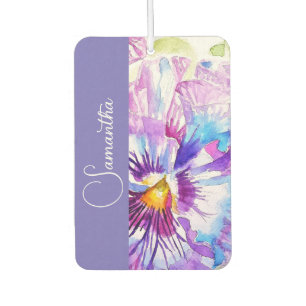 Désodorisant Pour Voiture Pensée Violette Fleur de Fille Nom Floral Aquarell