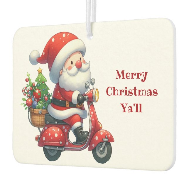 Désodorisant Pour Voiture Père Noël De Noël Sur Un Scooter (Gauche)