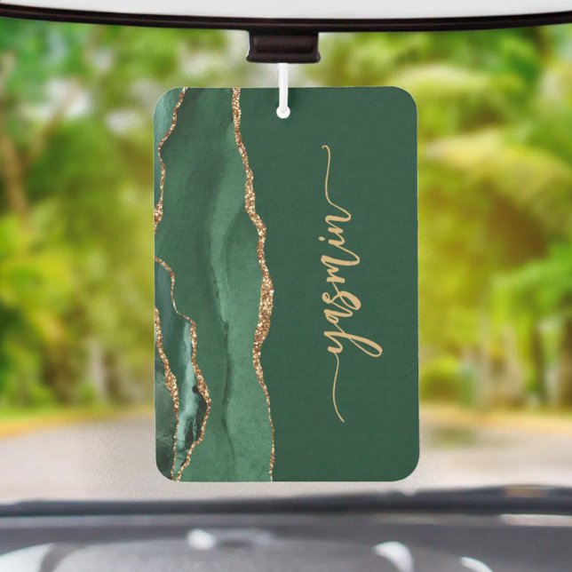 Désodorisant Pour Voiture Personalized Signature Emerald Green Gold Agate (Créateur téléchargé)