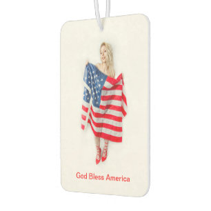 Désodorisant Pour Voiture Personnalisable Dieu Béni Amérique Fille Drapeau