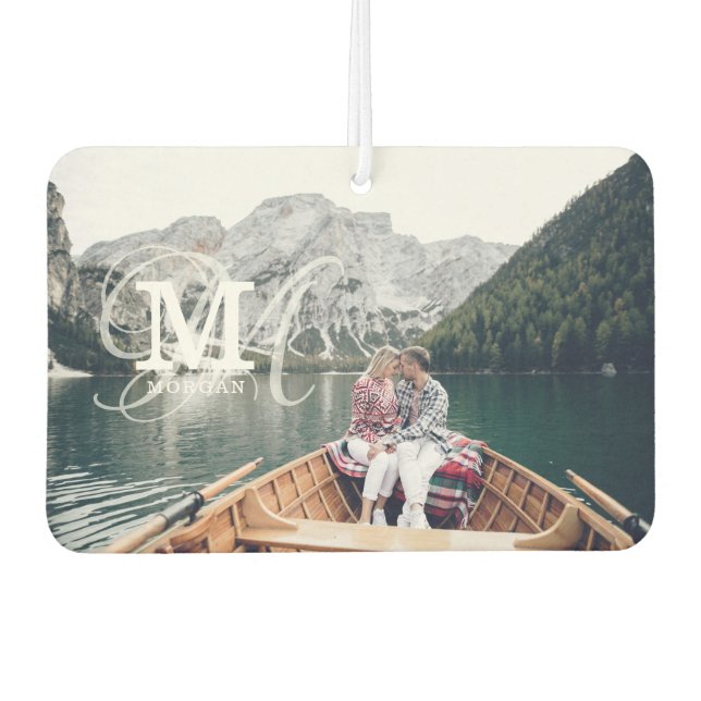 Désodorisant Pour Voiture Photo personnalisée et nom Faveur de mariage (Devant)