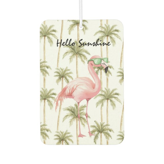 Désodorisant Pour Voiture Pink Flamingo Palm Trees (Devant)