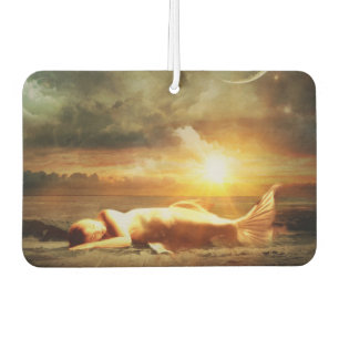 Désodorisant Pour Voiture Plage de la lune de sirène et océan or brun vert