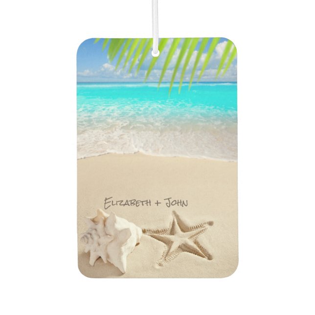 Désodorisant Pour Voiture Plage tropicale,étoile de mer,coquillage (Devant)