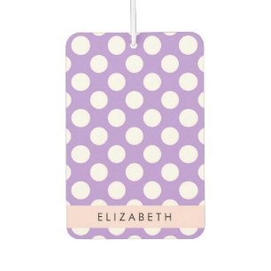 Désodorisant Pour Voiture Pois violets, Motif Pointe Polka, Votre Nom