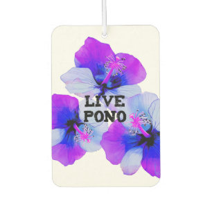 Désodorisant Pour Voiture Pono Vivant Hibiscus Hawaïen Violet Bleu Floral 