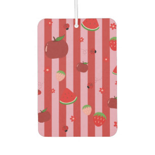 Désodorisant Pour Voiture Rayures roses et rouges, avec un motif fruité