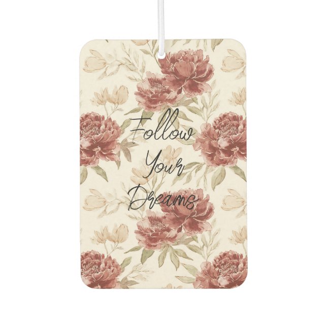 Désodorisant Pour Voiture Red Cream Flowers Gold Glitter (Devant)