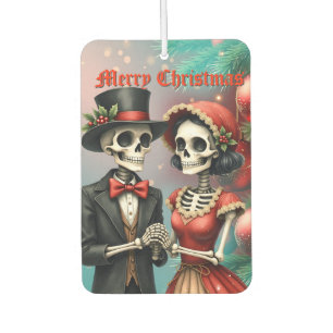Désodorisant Pour Voiture Romance d'os de Noël, un couple de squelettes fest