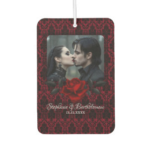 Désodorisant Pour Voiture Rose damasquine rouge gothique personnalisée
