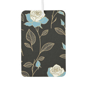 Désodorisant Pour Voiture Roses bleues et blanches avec garniture or