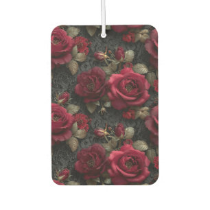 Désodorisant Pour Voiture Roses et bourgeons rouges romantiques foncés sur d