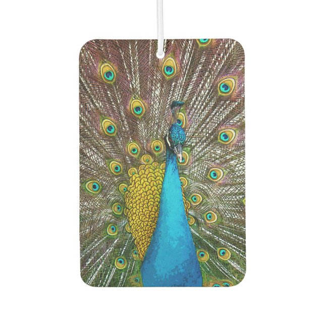 Désodorisant Pour Voiture Royal Peacock avec Teal Gold et Blue Plumage (Devant)