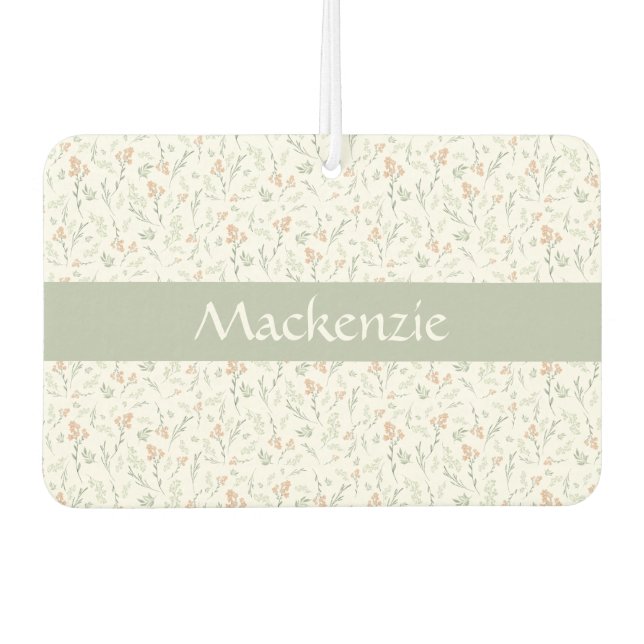 Désodorisant Pour Voiture Sage Watercolor Wildflower Floral Custom Name (Devant)