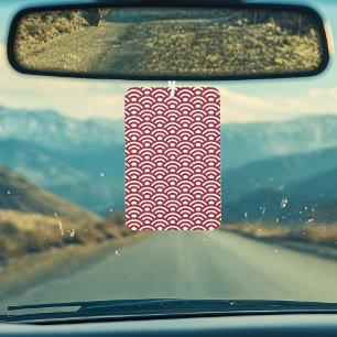 Désodorisant Pour Voiture Seigaiha, Vagues, Japonais, Bourgogne et Blanc
