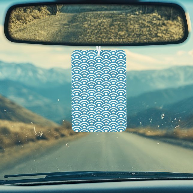 Désodorisant Pour Voiture Seigaiha, Waves, Japanese, Blue and White (Créateur téléchargé)