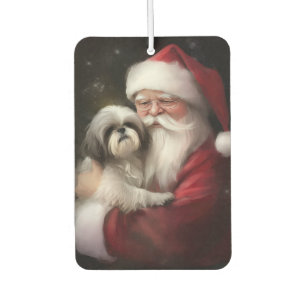 Désodorisant Pour Voiture Shih Tzu Avec Noël Festif Du Père Noël