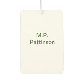 Désodorisant Pour Voiture Simple vert minimal ajouter votre nom de texte pho