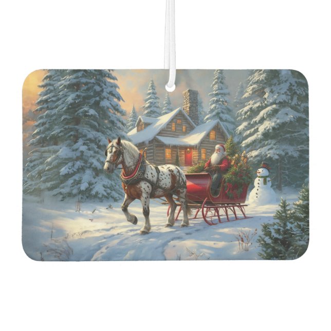 Désodorisant Pour Voiture Sleigh Père Noël à cheval de Noël (Devant)