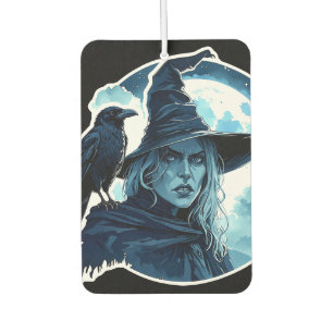 Désodorisant Pour Voiture Sorcière avec un corbeau - Halloween Fun 2