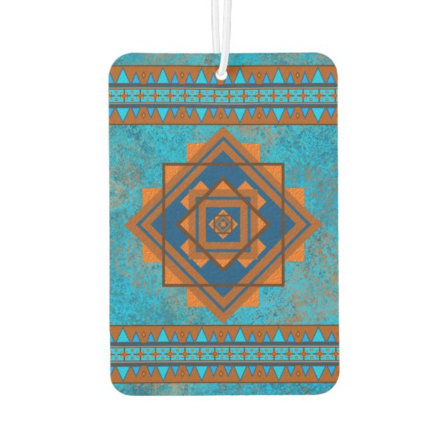 Désodorisant Pour Voiture Southwest Mountain Peak Turquoise Design géométriq (Dos)