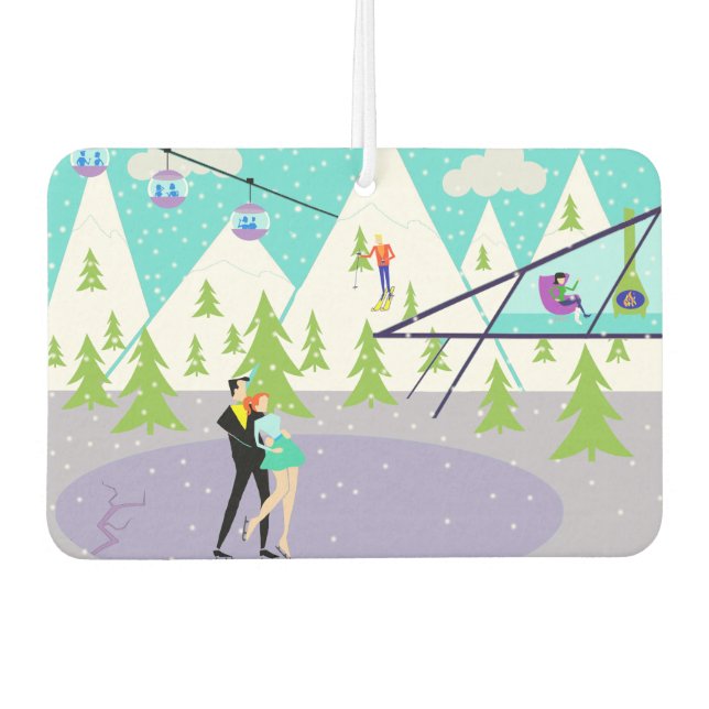 Désodorisant Pour Voiture Station de ski d'hiver Retro Air Freshener (Devant)