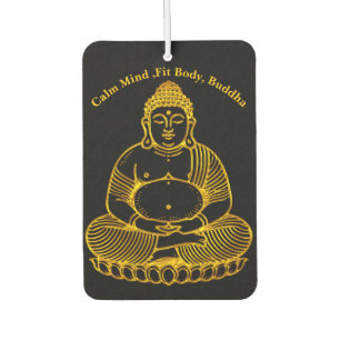 Désodorisant Pour Voiture Statue du Bouddha d'or méditant dans une pose pais