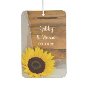Désodorisant Pour Voiture Sunflower et Voile nuptiale Mariage campagnard Fav