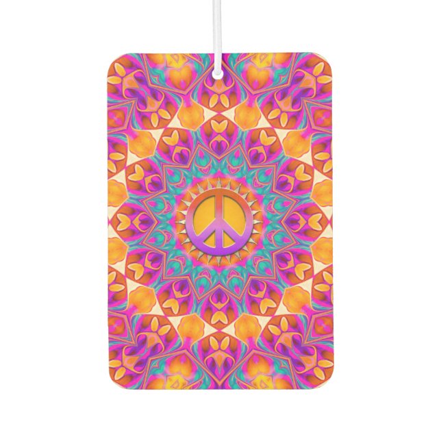 Désodorisant Pour Voiture Symbole de paix Psychédélique Mandala rose (Devant)