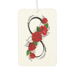 Désodorisant Pour Voiture Symbole d'infini avec les roses rouges
