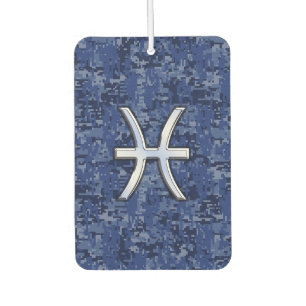 Désodorisant Pour Voiture Symbole Zodiac Poissons Argent Marine Camo numériq