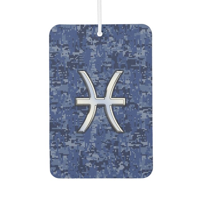 Désodorisant Pour Voiture Symbole Zodiac Poissons Argent Marine Camo numériq (Devant)