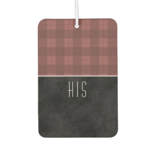 Désodorisant Pour Voiture Tartan Rouge Traditionnel à Carreaux avec Monogram