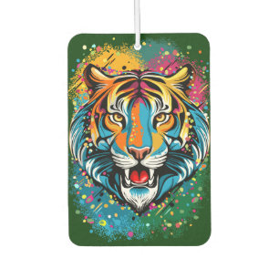 Désodorisant Pour Voiture Tête de tigre couleurs arc-en-ciel peinture taches