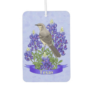 Désodorisant Pour Voiture Texas State Mockingbird & Bluebonnet Flower