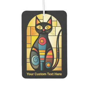 Désodorisant Pour Voiture Texte personnalisé Faux Vitrail Chat