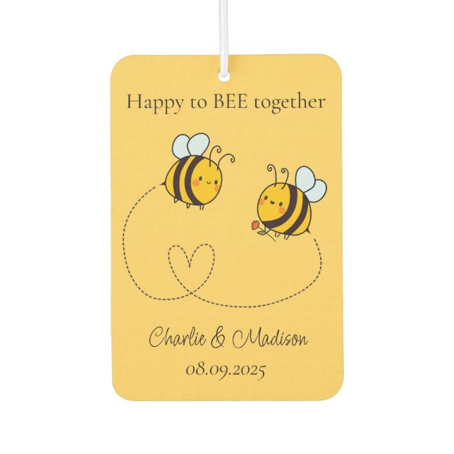 Désodorisant Pour Voiture Texte personnalisé Happy Love Bees (Devant)