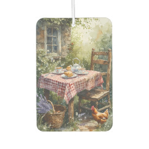 Désodorisant Pour Voiture Thé du matin au jardin de campagne à l'aquarelle