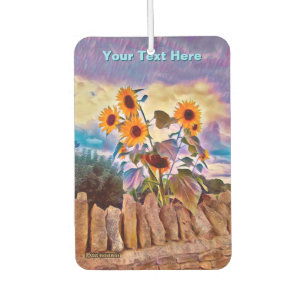 Désodorisant Pour Voiture Tournesols sur mur de pierre