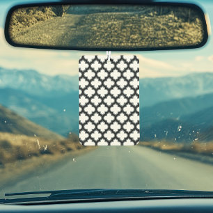 Désodorisant Pour Voiture Trellis blanc et noir, treillis, Quatrefoil
