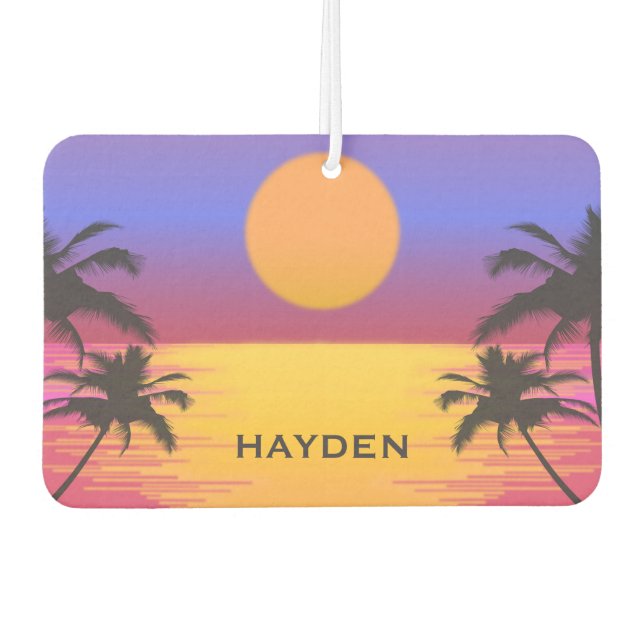 Désodorisant Pour Voiture Tropical Sunset Palm Trees Graphisme Personnalisé (Devant)