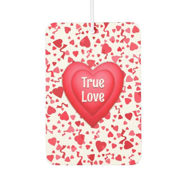 Désodorisant Pour Voiture True Love Red Confetti Coeurs Personnalisé (Devant)