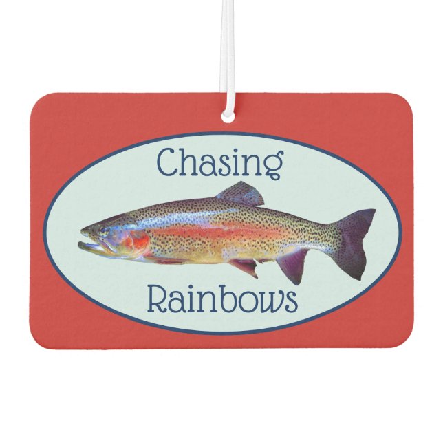 Désodorisant Pour Voiture Truite arc-en-ciel amusante "Chasing Rainbows" (Devant)