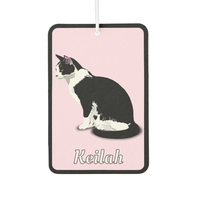 Désodorisant Pour Voiture Tuxedo Chat noir et blanc Personnalisé (Devant)