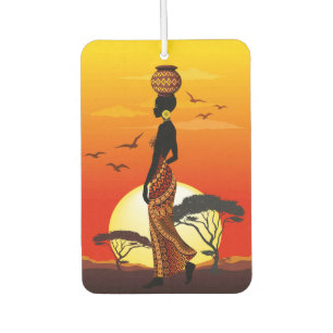 Désodorisant Pour Voiture Une belle femme africaine Silhouette sur les solei