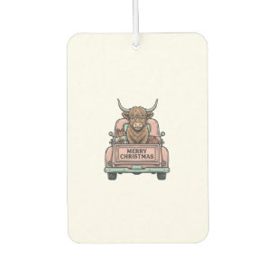 Désodorisant Pour Voiture Vache des Highlands Camion de Noël Gravure Vintage
