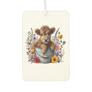 Désodorisant Pour Voiture Vache des Highlands dans un seau de fleurs Png, Mi